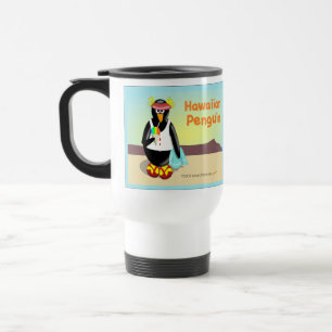 Caneca de viagem havaiana do pinguim