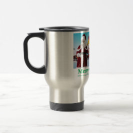 caneca de viagem inox. Feliz Natal. Gatos/ sr