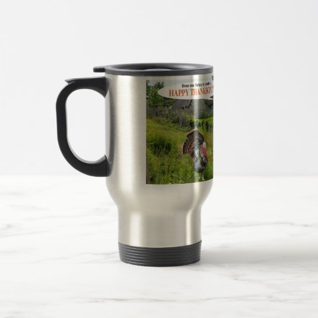 caneca de viagem inox. feliz peru de ação de graça (Esquerda)