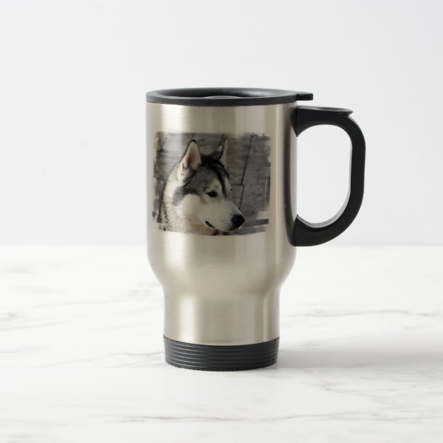Caneca de viagem inoxidável da foto do Malamute (Direita)