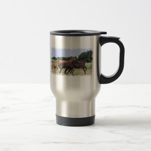Caneca de viagem inoxidável dos cavalos selvagens (Direita)
