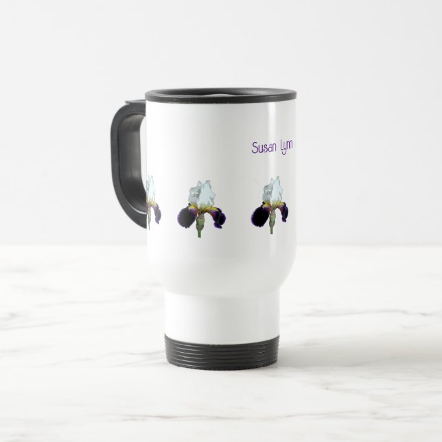 Caneca de Viagem Íris Roxa e Branca (Frente Esquerda)