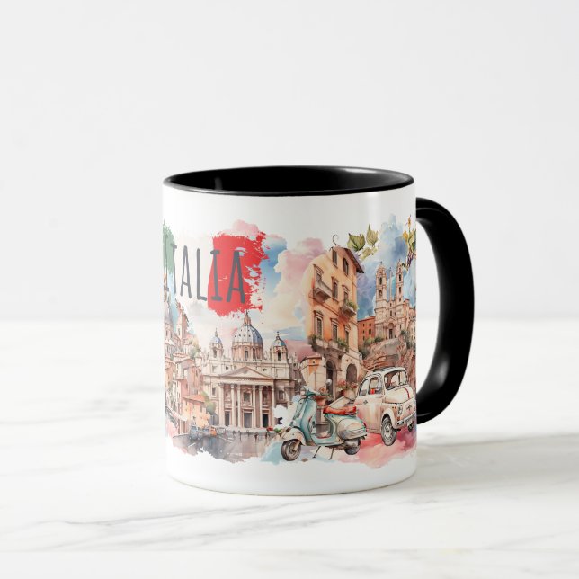 Caneca de Viagem Itália Presente Estilo de Vida It (Frente Esquerda)