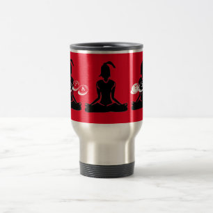 Caneca de viagem 'Java Yoga' em prata e vermelho