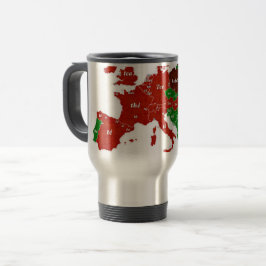 Caneca de viagem lingüística do mapa de Europa do