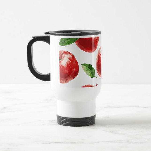 Caneca de Viagem Maçã Vermelha Aquarela (Esquerda)