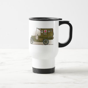 Caneca de viagem militar da ambulância do vintage