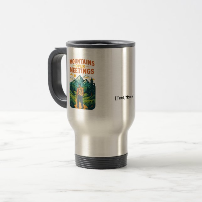 Caneca de Viagem Montanhas Sobre Reuniões | Adicio (Frente Esquerda)