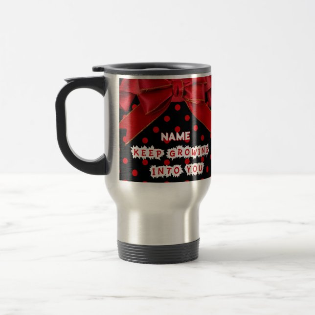 Caneca de Viagem Personalizada com Bolinhas Vermel (Esquerda)