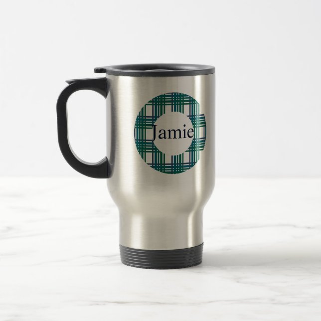 Caneca de viagem Personalizada Com Padrão Xadrez (Esquerda)