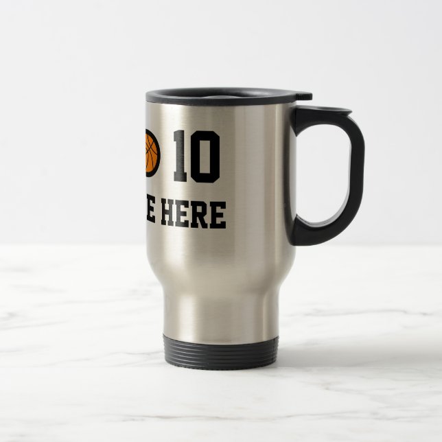 Caneca de viagem personalizada de basquete com núm (Direita)
