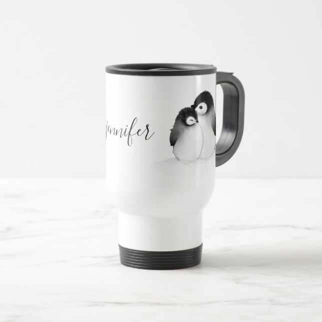Caneca de viagem Personalizada do Pinguim (Frente Esquerda)