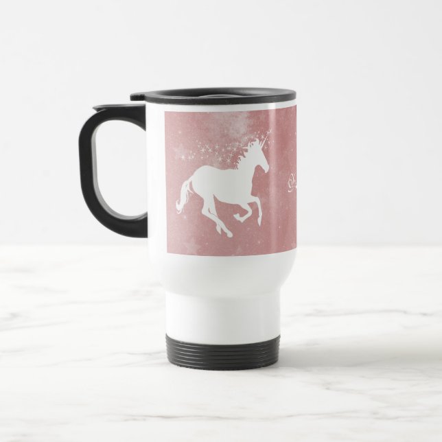 Caneca de viagem Personalizada do Unicorn Rosa (Esquerda)