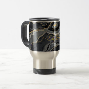 Caneca de Viagem Personalizada em Mármore Elegante