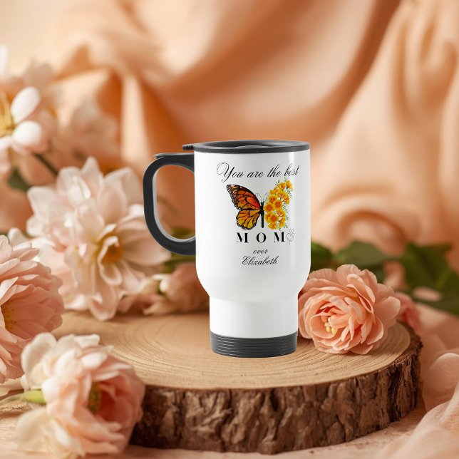 Caneca de Viagem Personalizada Floral Borboleta (Criador carregado)