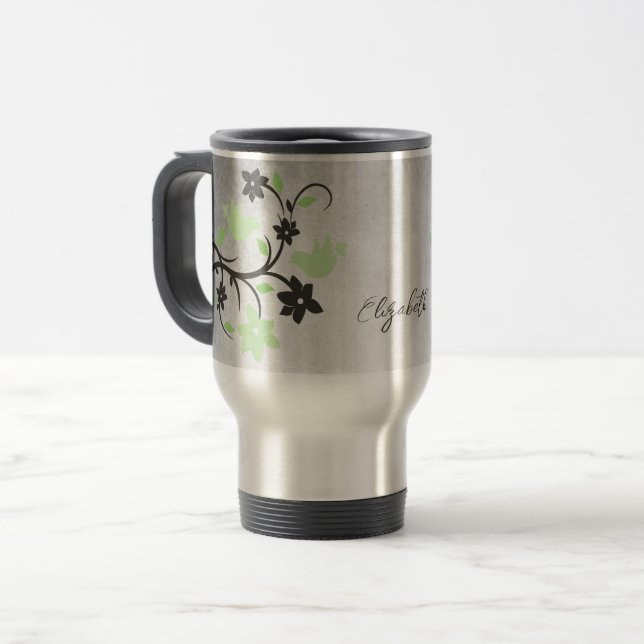 Caneca de viagem Personalizada Mint Green Lovebird (Frente Esquerda)
