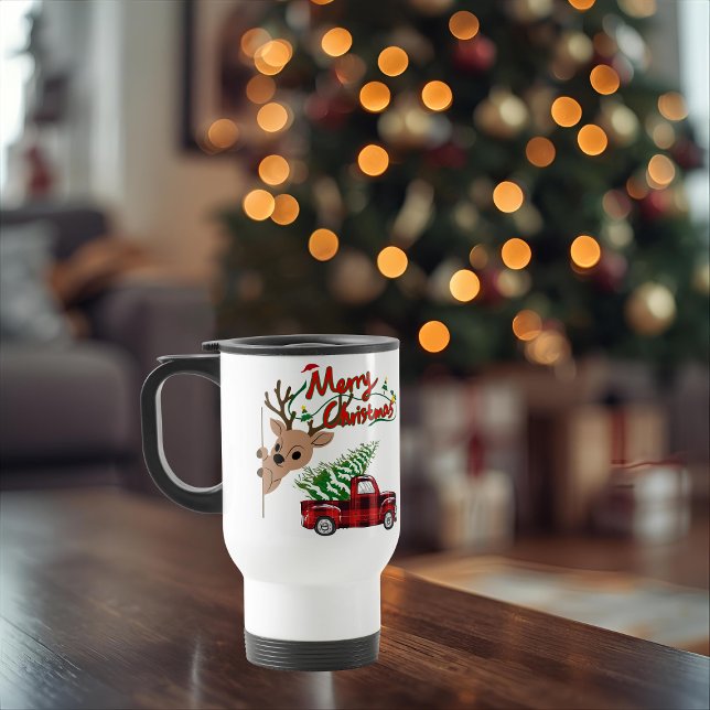 Caneca de Viagem Personalizada Natal Rudolph (Criador carregado)