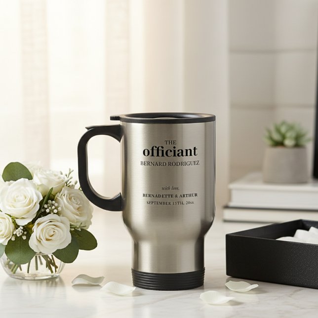 Caneca de Viagem Personalizada para Oficial de Cas (Personalized Officiant Wedding Gift Travel Mug)