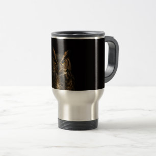 Caneca de Viagem Preta 4 Luxe com Coruja Olho Dour