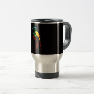 Caneca de Viagem Preta 4 Luxe com Pássaro Arco-Íri