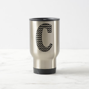 Caneca de viagem preta & branca de Chevron C