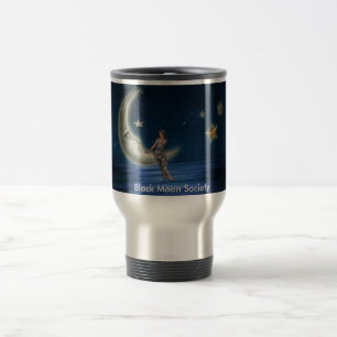 Caneca de viagem preta da sociedade da lua
