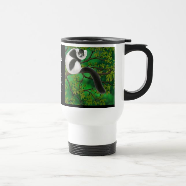 Caneca de viagem preto e branco do Lemur de Ruffed (Direita)