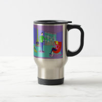 Caneca de viagem retro das férias do esqui