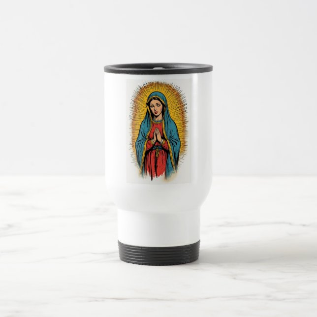 Caneca de Viagem Retro Virgem Maria (Centro)