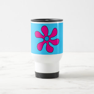 Caneca de viagem - rosa de flower power no azul