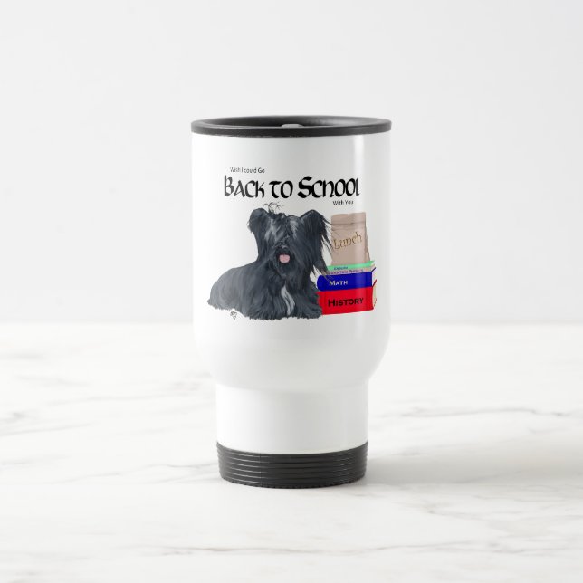 Caneca de Viagem Skye Terrier de Volta à Escola (Centro)
