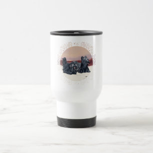 Caneca de Viagem Skye Terriers ao Pôr do Sol