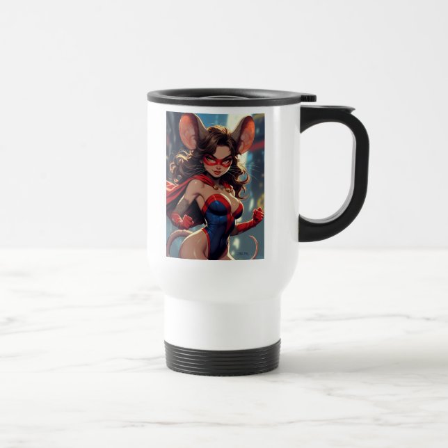 Caneca de viagem SuperMouse Woman mão esquerda bra (Direita)