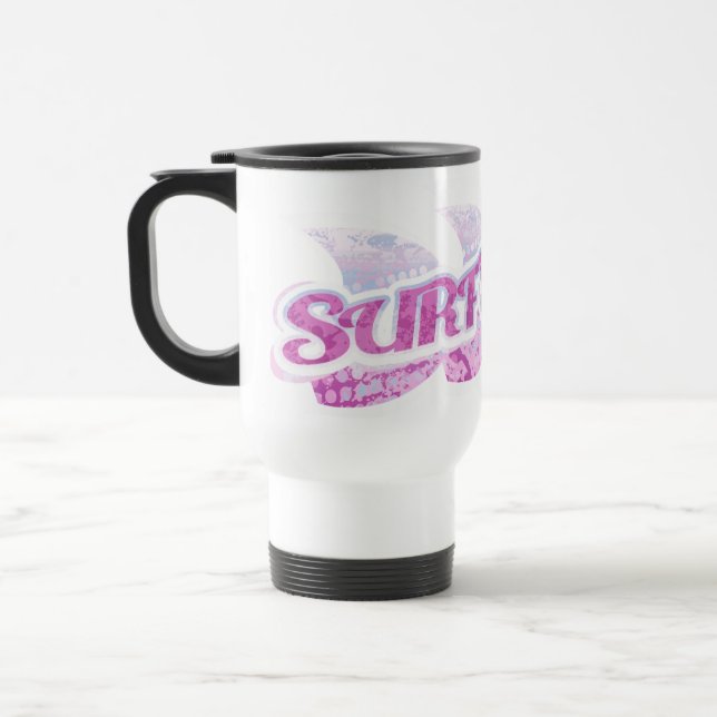 Caneca de viagem "Surf's Up" rosa e roxa para surf (Esquerda)