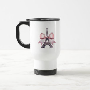 Caneca de viagem Torre Eiffel de Paris com Laço Ro