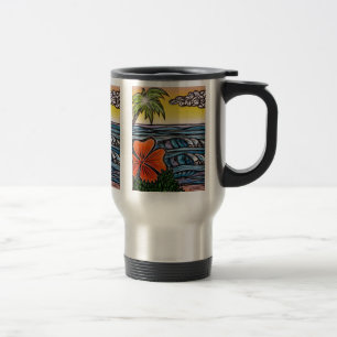 Caneca de viagem tropical das ondas