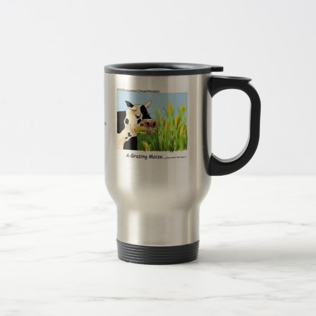 Caneca de Viagem Vaca Hilária "Pastando Milho" (Direita)