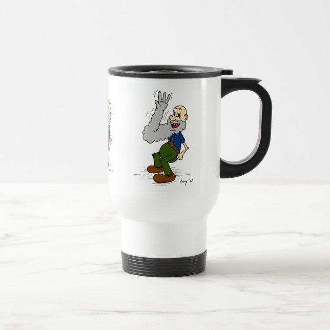 Caneca de Viagem Velho Homem Acenando com a Barba (Direita)