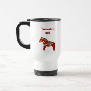 Caneca de viagem vermelha personalizada do cavalo