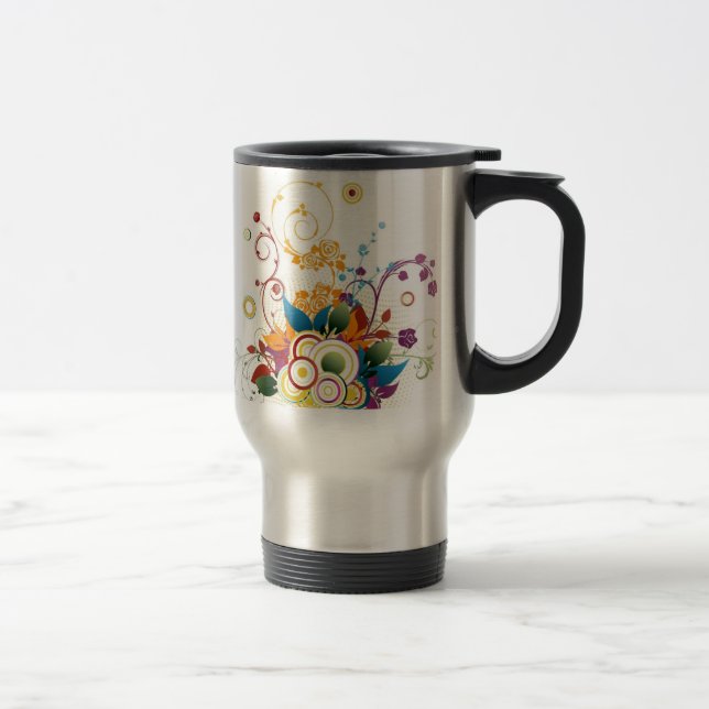 Caneca de viagem vetorial floral (Direita)