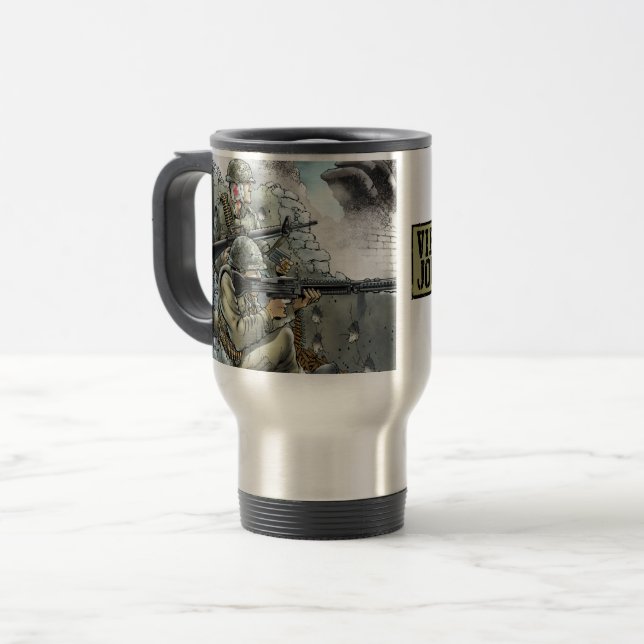 Caneca de viagem VietDiário V3 design (Frente Esquerda)