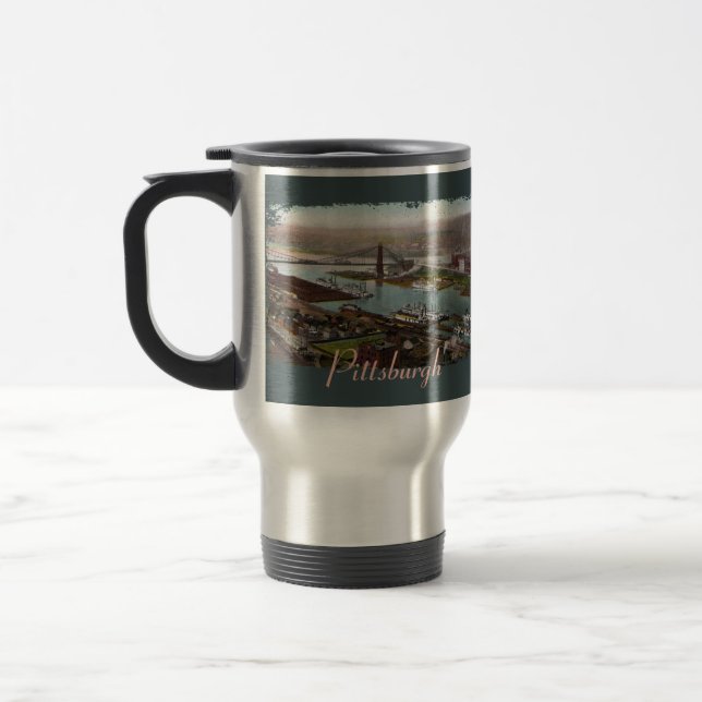 Caneca de viagem Vintage Pittsburgh 1800s (Esquerda)