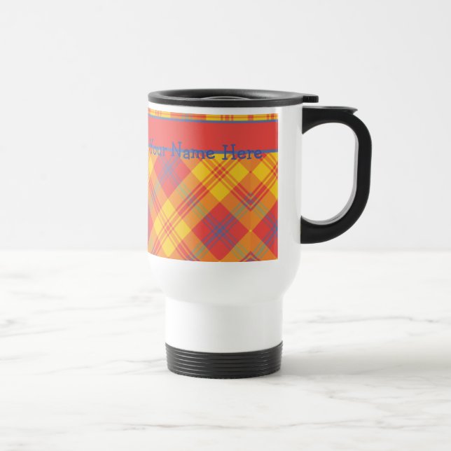 Caneca de Viagem Xadrez Vermelho, Amarelo e Azul C (Direita)