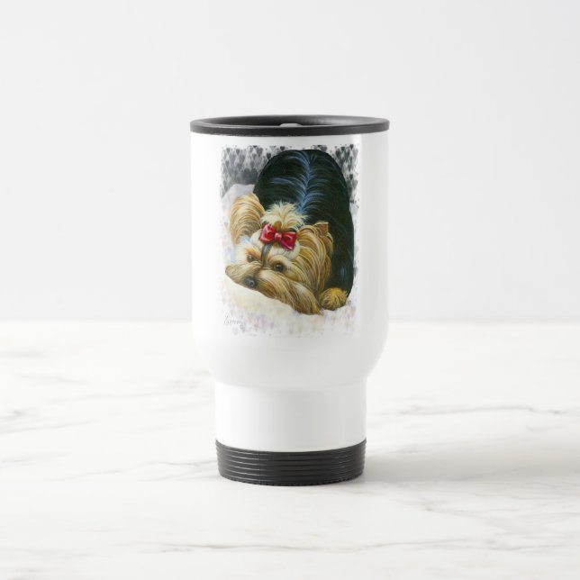 Caneca de viagem Yorkie Peek a Boo (Centro)
