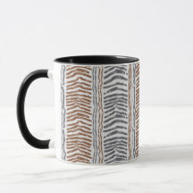 Caneca de Vidro Cinza Marrom com Listras Modernas