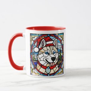Caneca de vidro colorido Siberian Husky.