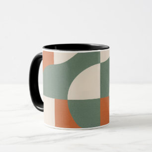 Caneca de Vidro Fosco Geométrico Retrô Moderno