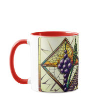 Caneca de vidro personalizável com uvas e trigo