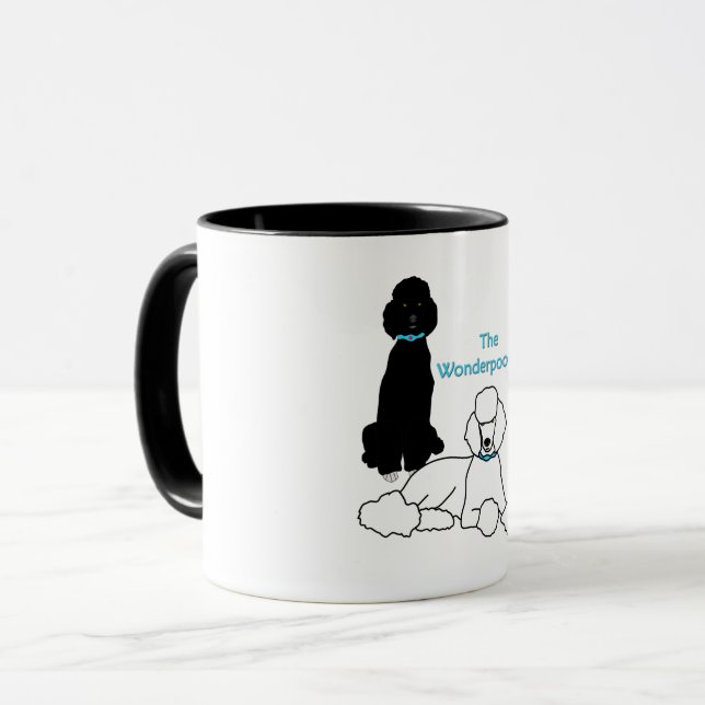 Caneca de Wonderpoodles com punho colorido (Frente Esquerda)