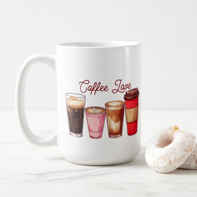 Caneca de xícara de café fofa acolhedora xícara de (Com Donut)